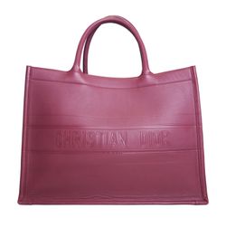 Red Medium Book Tote, Leather, Pink, 62-MA-0250, DB/AC, 2*